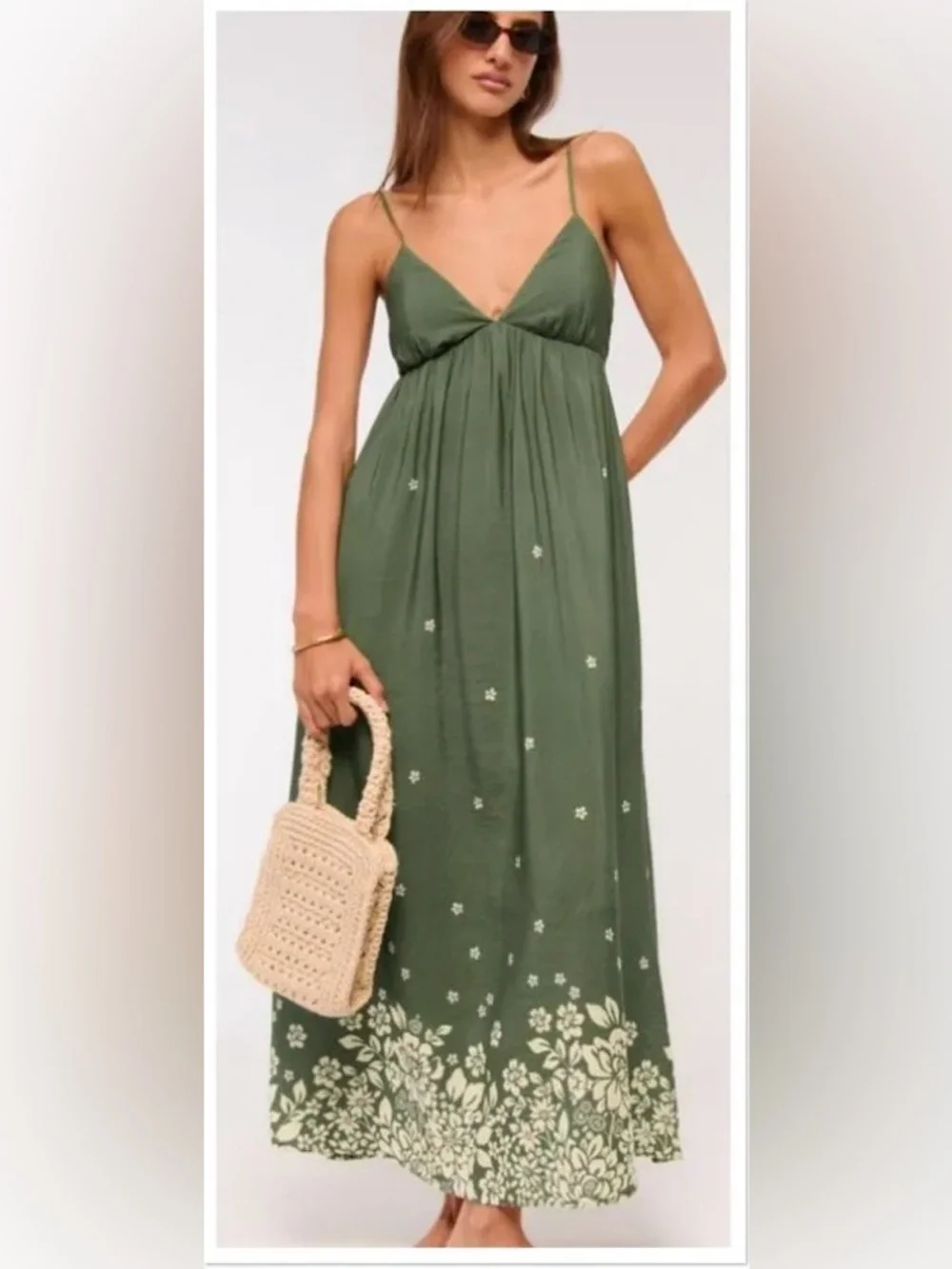 Abercrombie & Fitch Women's Bra-Free Clasp-Back Flowy Maxi Dress with Pockets